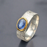 handmade silver ring with kyanite